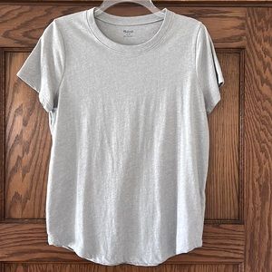 Madewell Light Gray Crewneck Tee rounded hem Medium